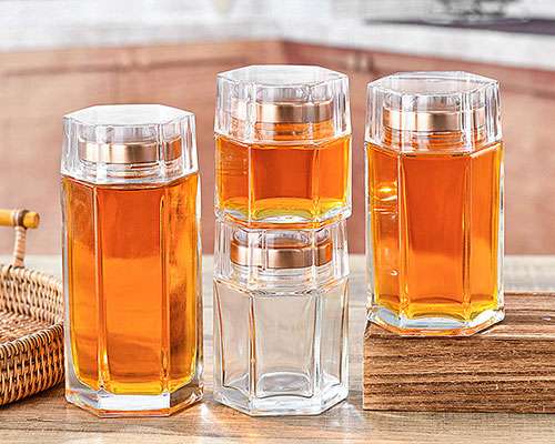 Hexagon Glass Honey Jars with Lids