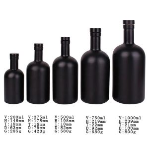 Black Glass Vodka Bottles in Bulk
