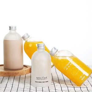 Frosted Glass Juice Bottles With Lids