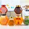 Glass Hexagon Honey Jars