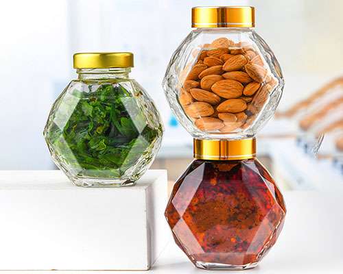 200ml 380ml Glass Hexagon Honey Jar With Dipper