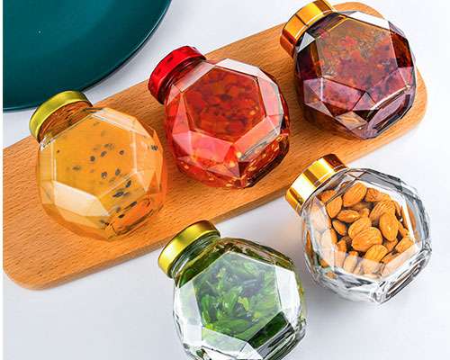 200ml 380ml Glass Hexagon Honey Jar With Dipper