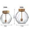 Hexagon Glass Honey Jars With Dipper
