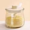 Seasoning Glass Jar with Lid and Spoon