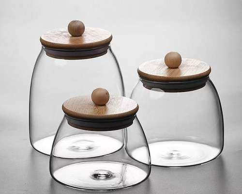500ml 750ml 1000ml Glass Storage Jars With Wooden Lids